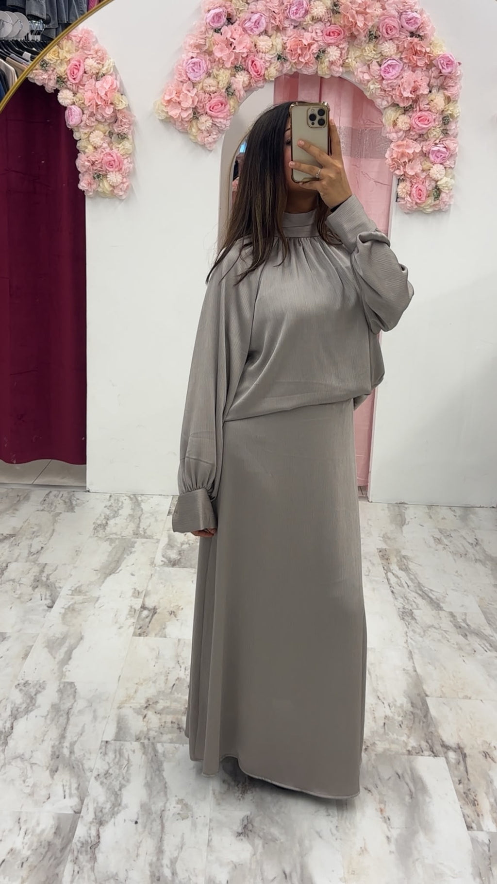 Satin 2 pice skirt set