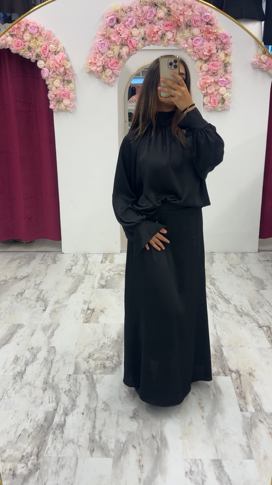 Satin 2 pice skirt set