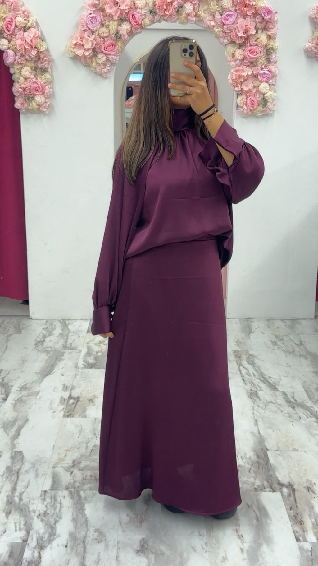 Satin 2 pice skirt set