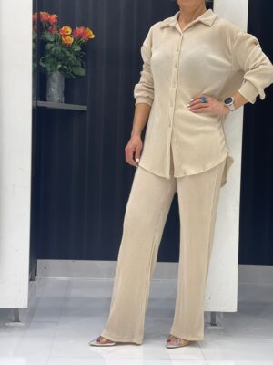 RIBBED BUTTON LONG SLEEVE SET