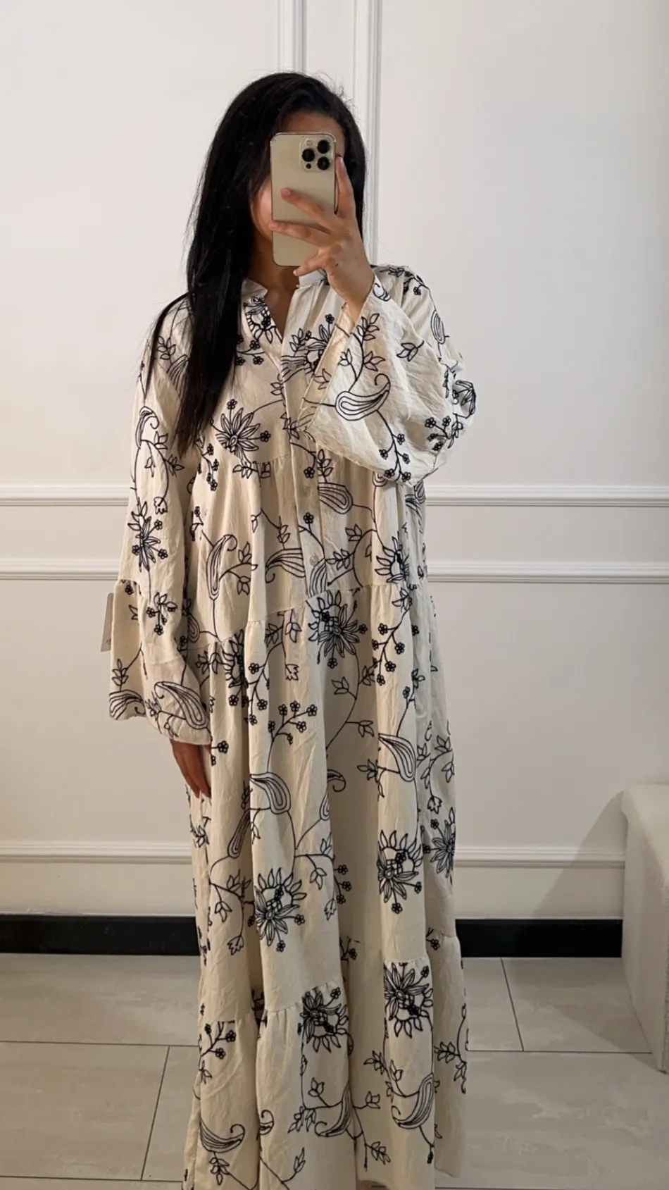 V neck print dress